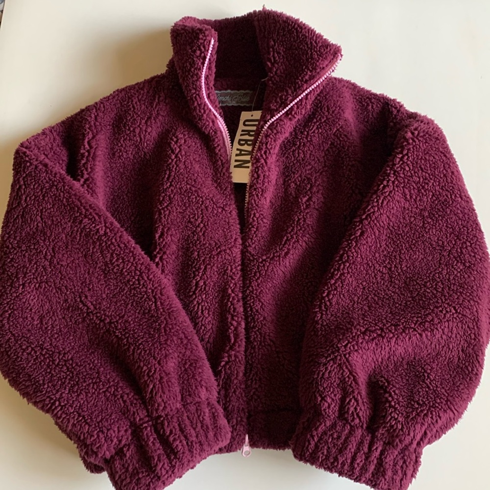 NWT Kimchi Blue UO Snow Bunny Piled Fleece Zip-Up Sherpa Jacket XS - Picture 2 of 10